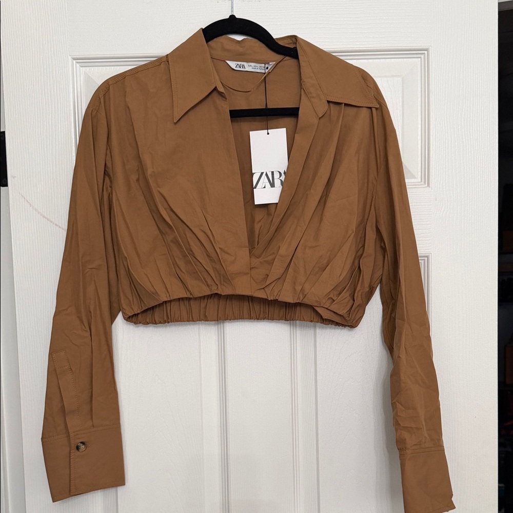 Zara Women's Brown Wrap Blouse